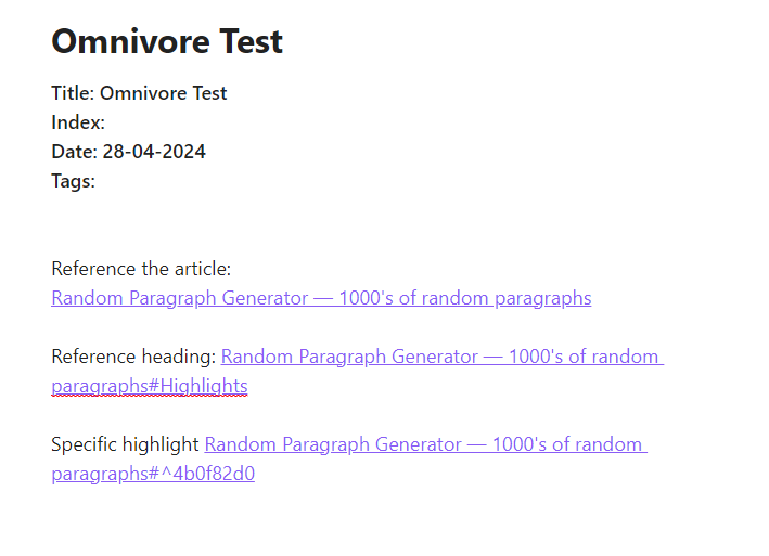 Obsidian references to Omnivore article