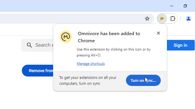 Omnivore added to chrome