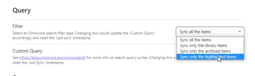 Omnivore Plugin settings